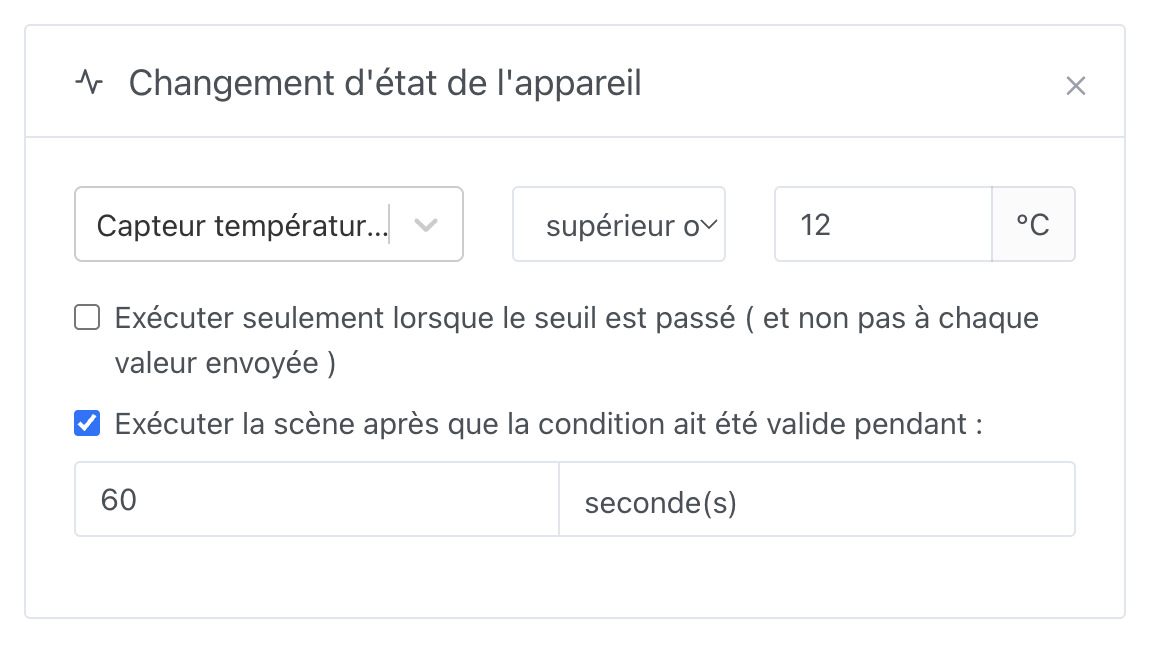 Déclencheur de scÚne avec durée en secondes