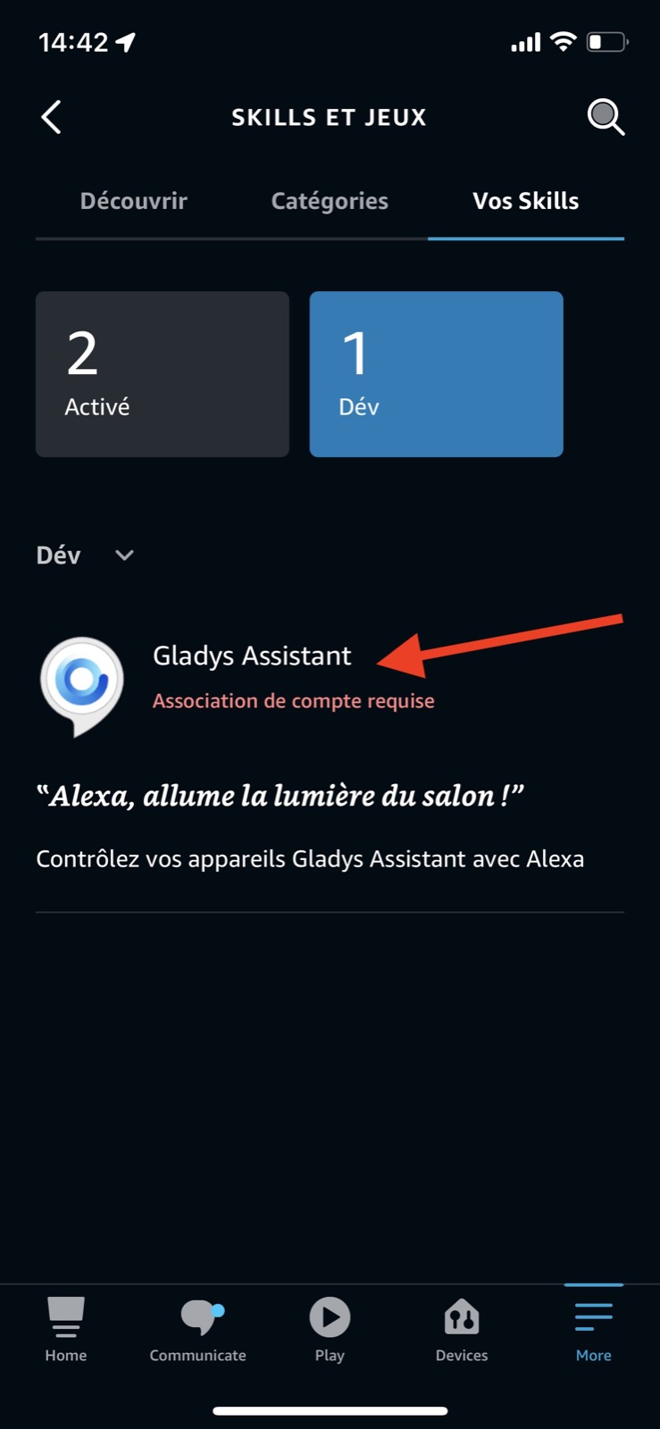 Intégration Alexa dans Gladys