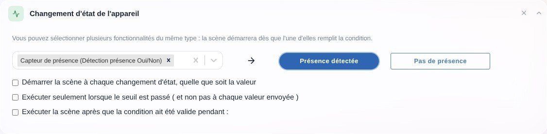 Alarme mouvement scènes