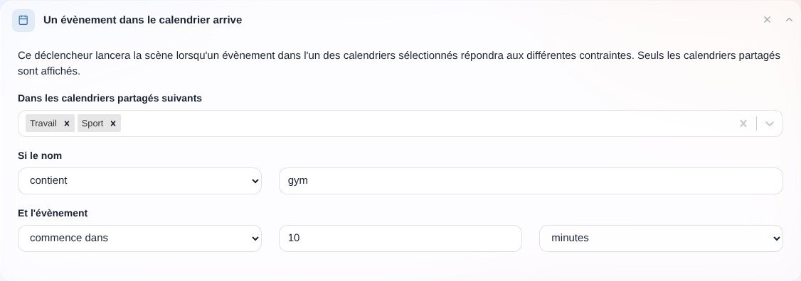 Un évènement arrive dans le calendrier