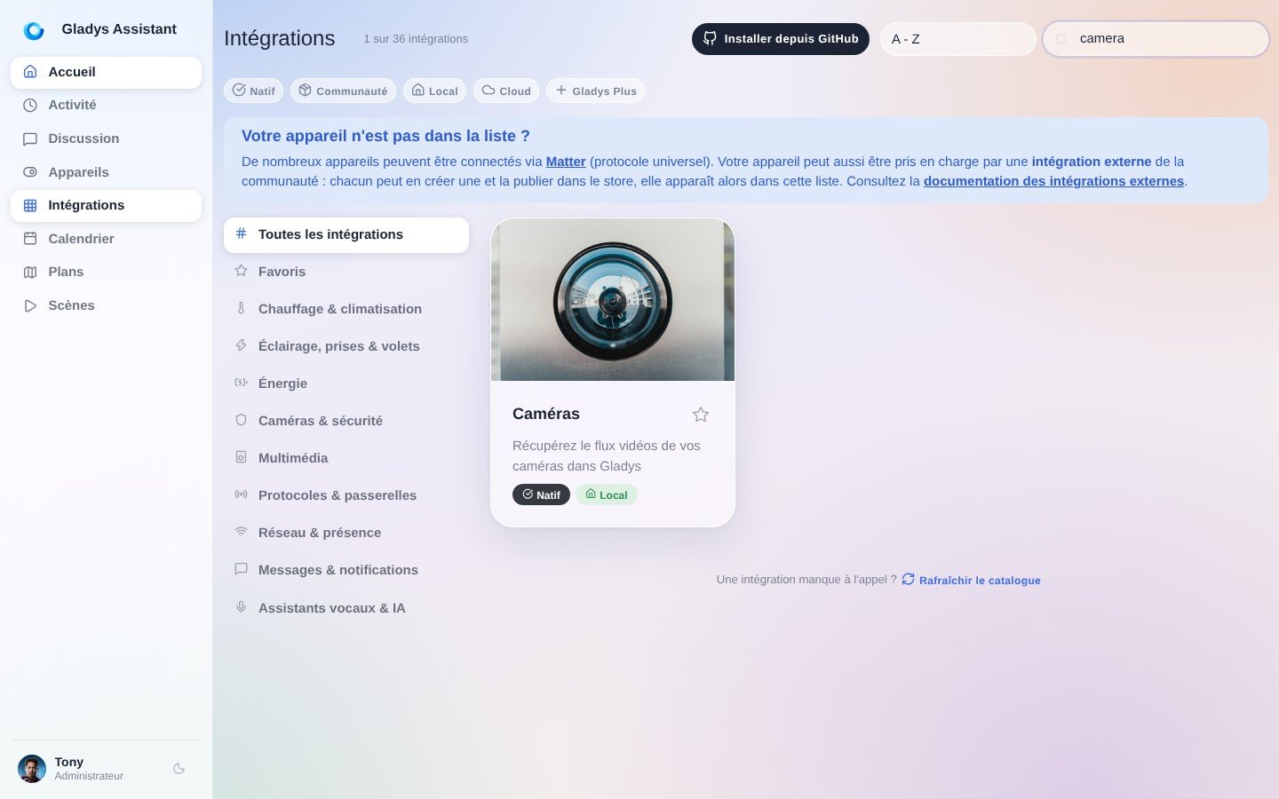 Ajouter une caméra à Gladys Assistant