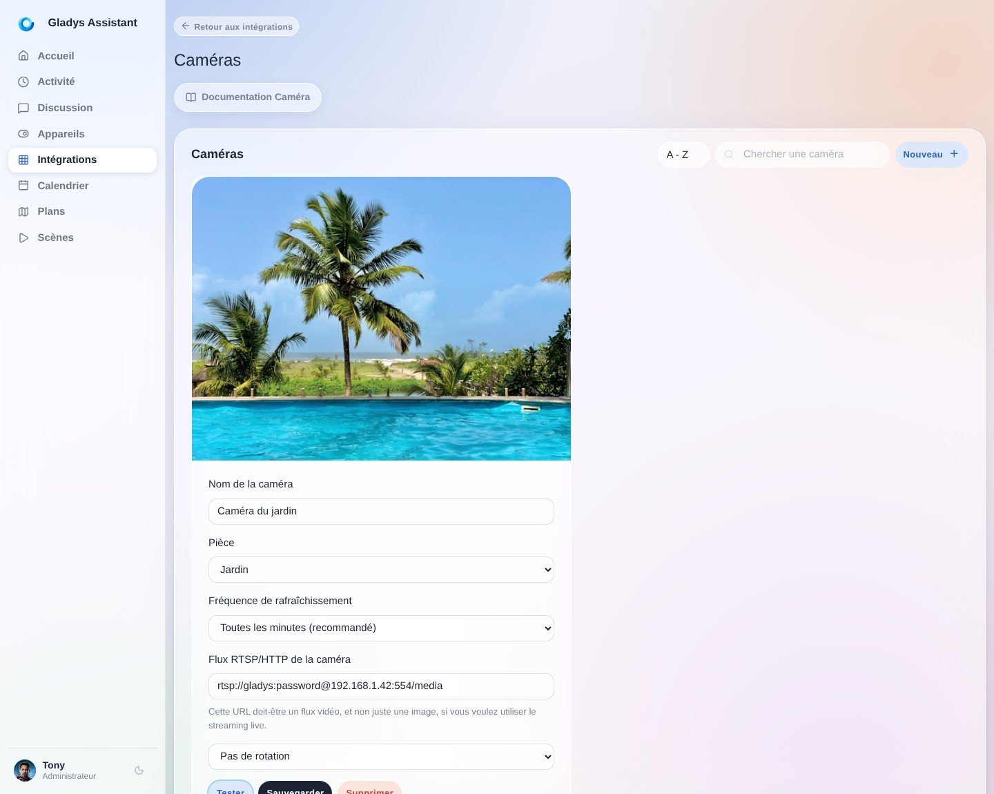 Ajouter une caméra à Gladys Assistant
