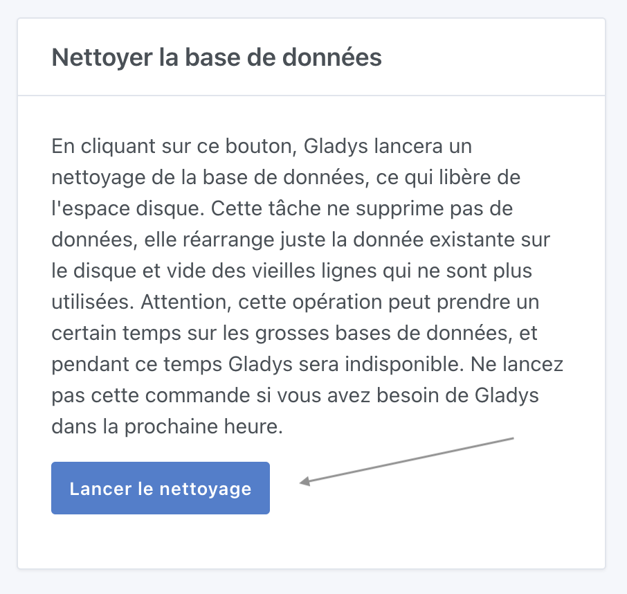 Nettoyer la base de donnée