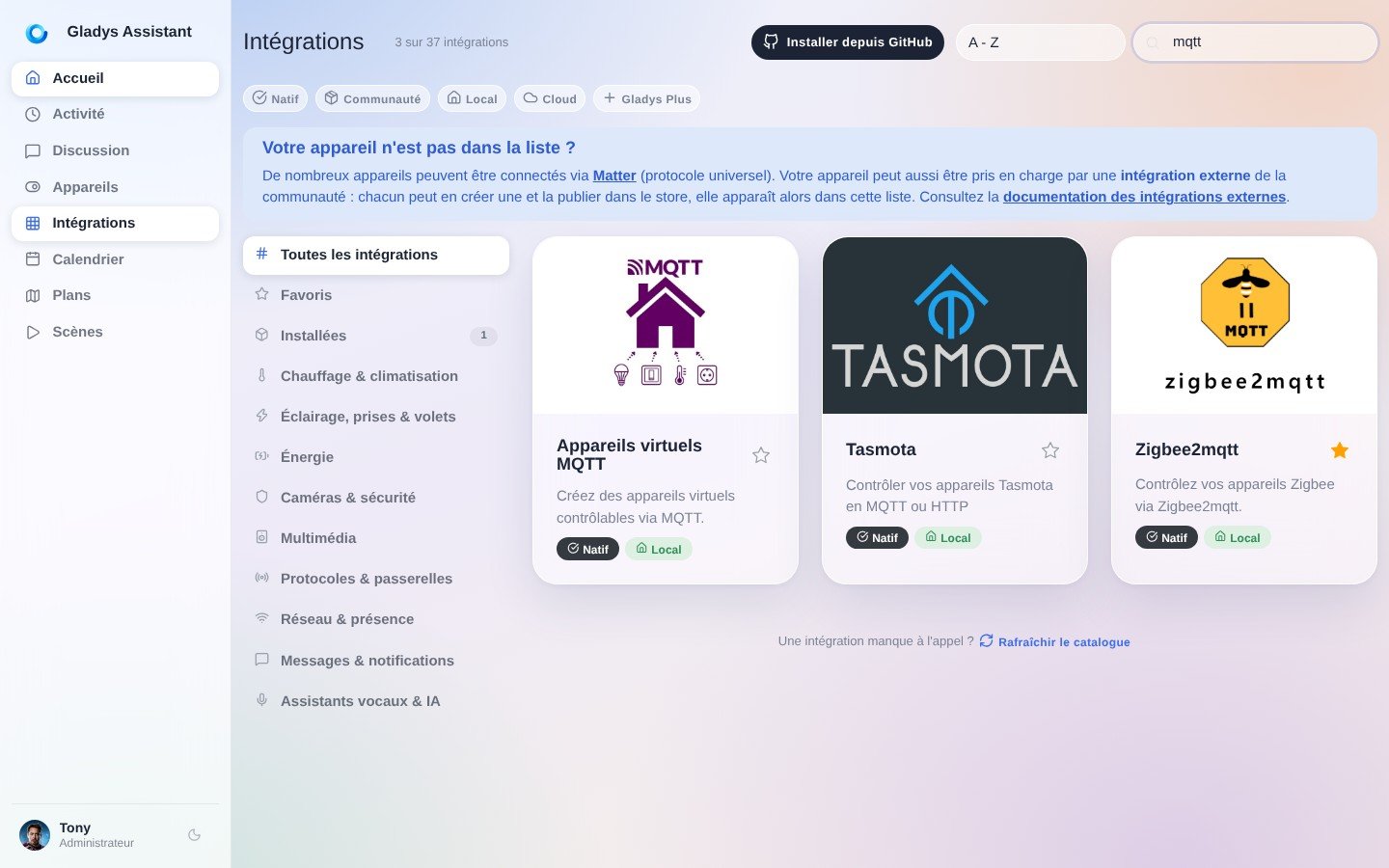 Configurer un broker MQTT dans Gladys Assistant