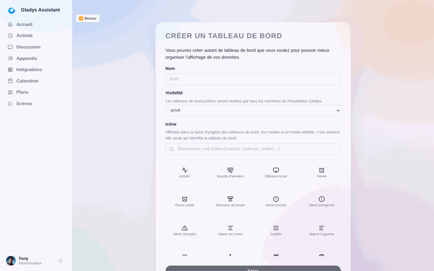Créer un tableau de bord