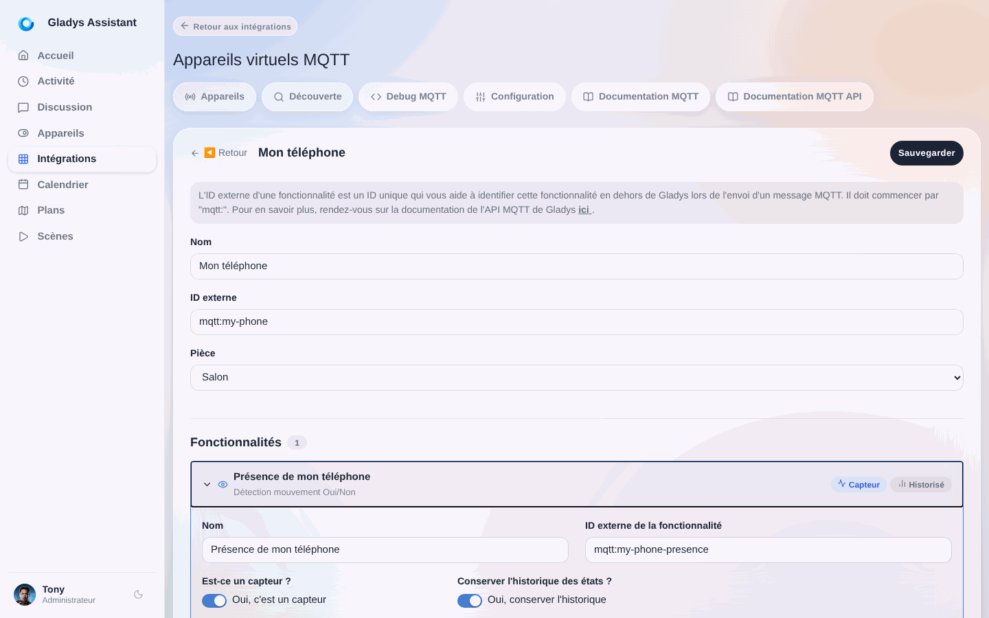 Create device Gladys Assistant