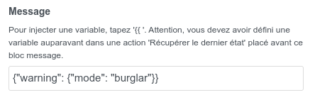 Message de l'appareil