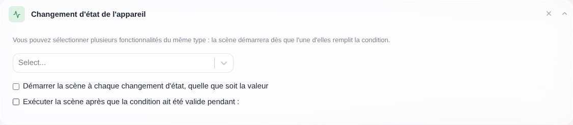 Déclencher une scène lorsque l'état d'un appareil change