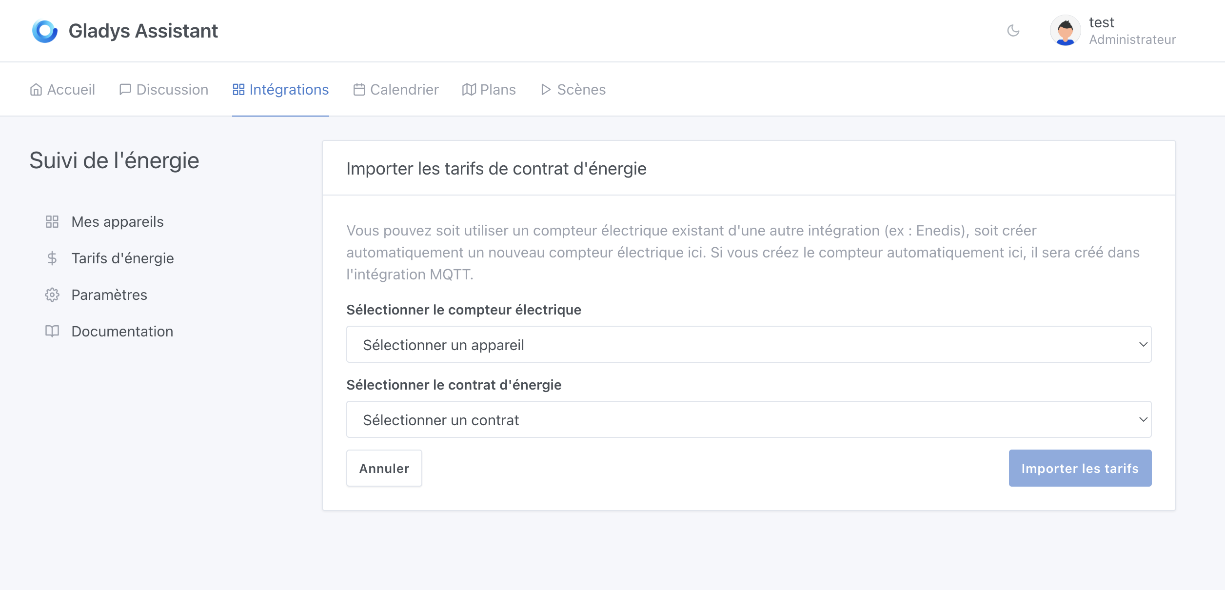 Suivi de l&#39;énergie création import prix