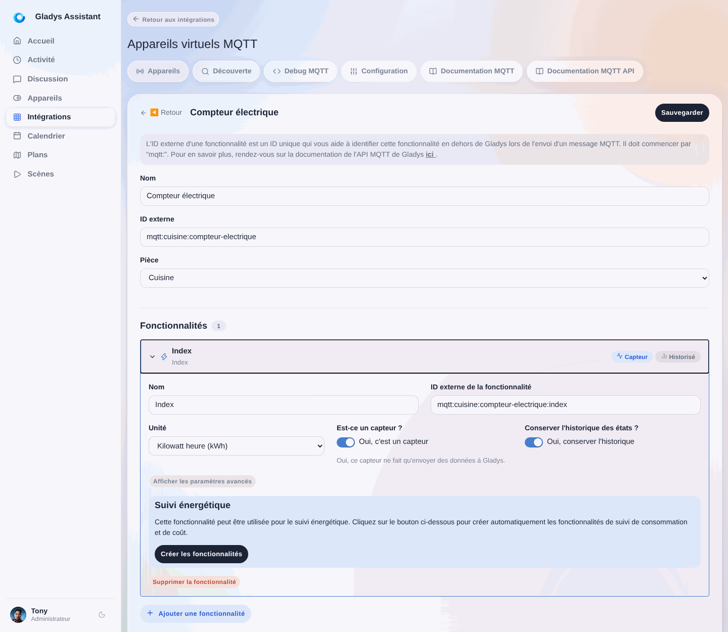 Mettre à jour appareil MQTT