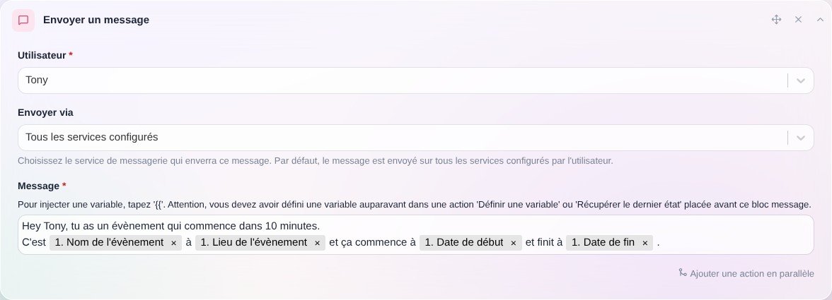Envoyer un message avec des variables