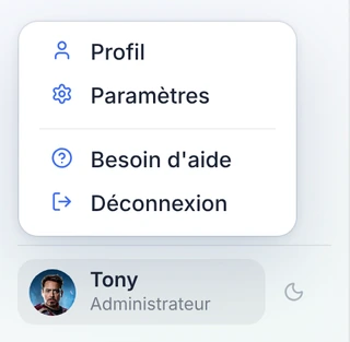 Ouvrir les paramètres de Gladys depuis le menu utilisateur