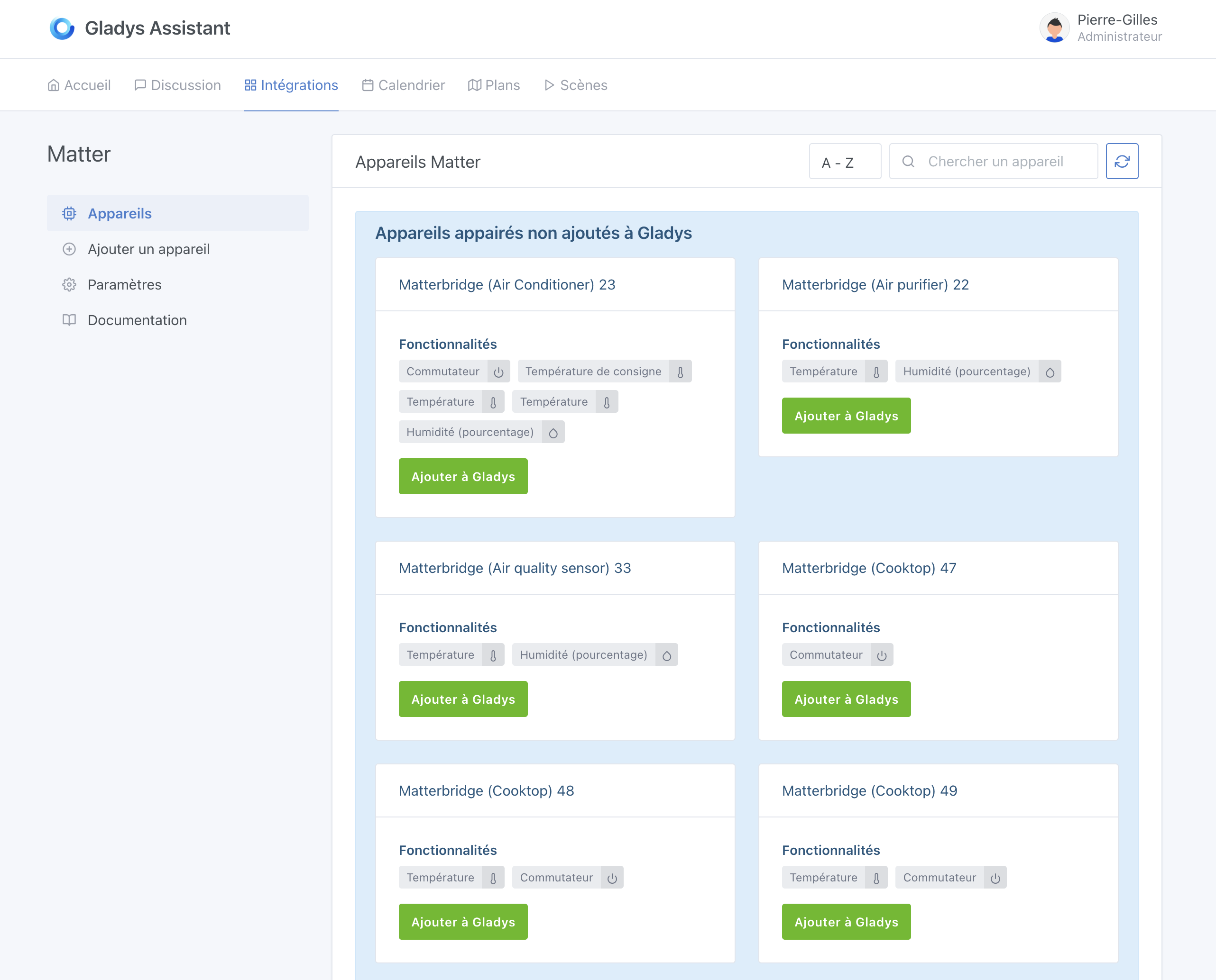 Enregistrer l&#39;appareil Matter dans Gladys