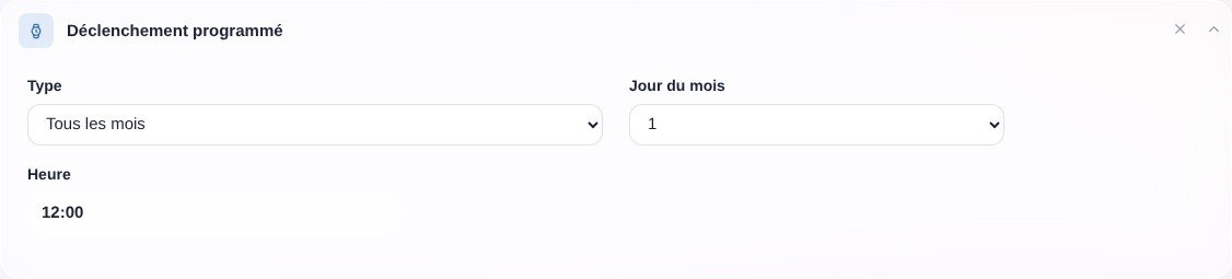 Scène programmée tous les mois