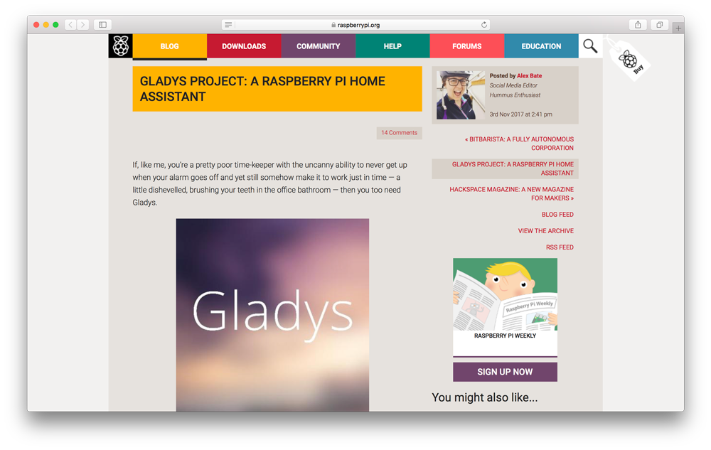 Raspberry Pi Official website et Glady