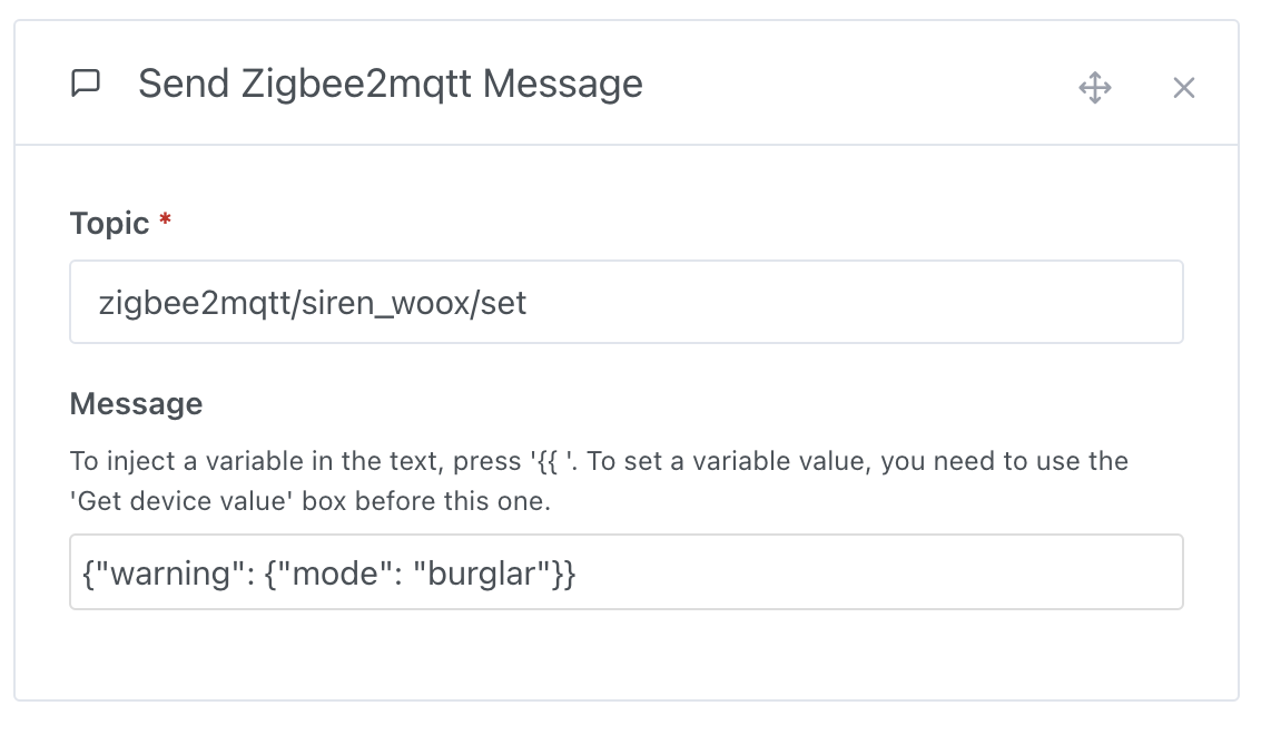 Envoyer un message Zigbee2Mqtt