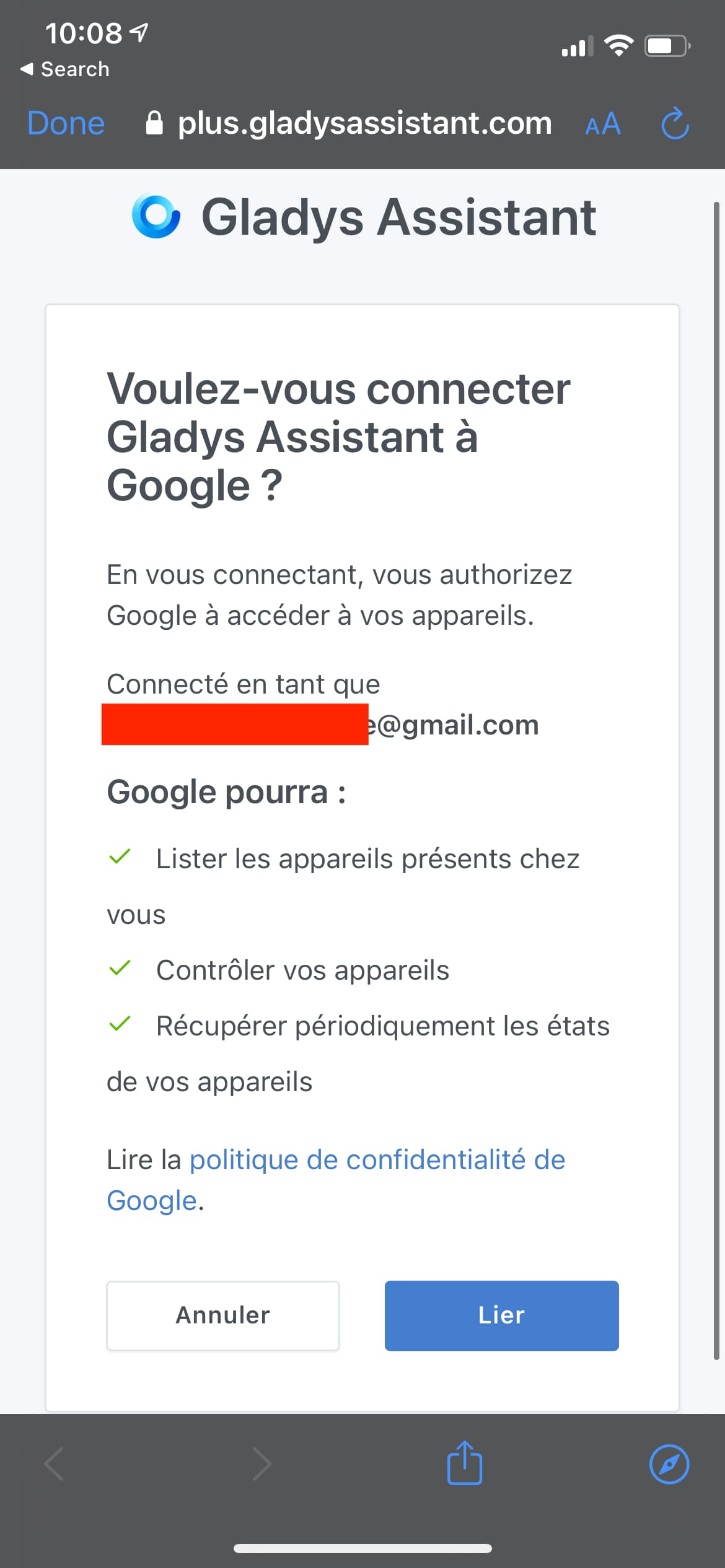 Google Home integration Gladys