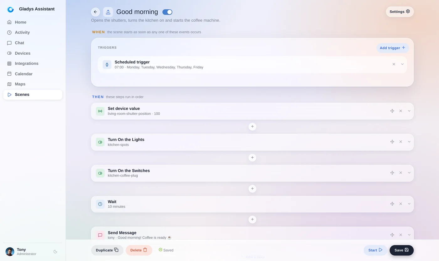 The Gladys Assistant scene editor